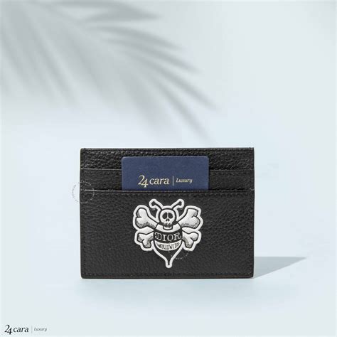 Wallet Black Grained Calfskin with DIOR AND SHAWN Bee Motif